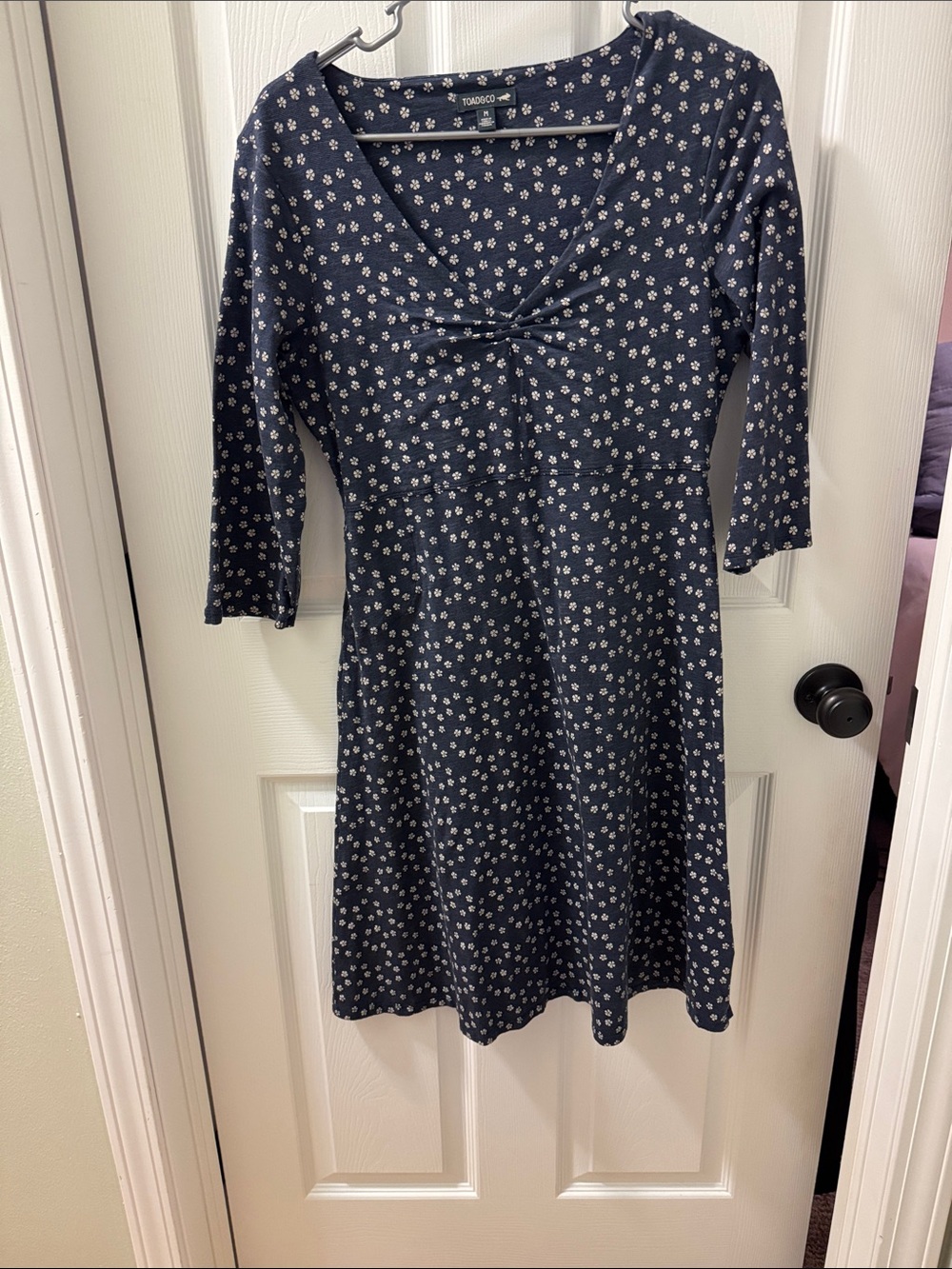 Toad&Co Navy Blue Floral Print Top